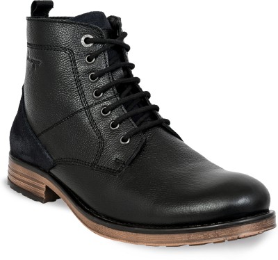 Allen Cooper Genuine Premium Leather Luxury High-Top Ankle Boots For Men(Black , 9)