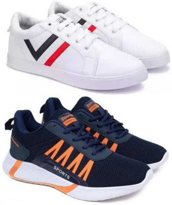 house of common Combo Pack of 2 Sneakers For Men(White, Navy , 7)