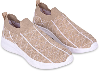 TPENT TPENT Sports Running, Walking & Gym Comfortable Casual Slip-on Shoes For Women. Slip On Sneakers For Women(Beige , 5)