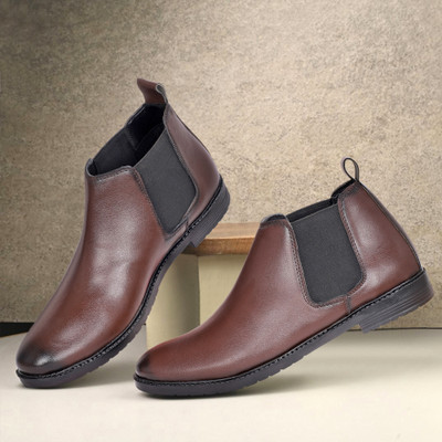 Teeny Step Brown Shoes For Men Synthetic Leather Boots Shoes Boots For Men(Brown , 7)