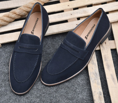 PROVOGUE Men's Casual and Formal Slip-On Loafers, Trendy Comfortable and Flexible Loafers For Men(Blue , 10)