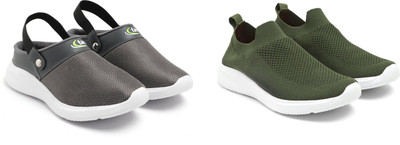 Face Stylish Sports Shoes for Men – Ideal for Running, Gym & Training Sneakers For Men(Olive, Grey , 9)