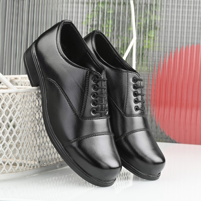 CARBOY Leather Police Shoes,Extra Lightweight Extra Comfort Oxford Shoes Derby For Men(Black , 6)