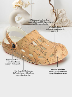 CARLTON LONDON Beige Slip-On Printed Man Clog Clogs For Men(Beige , 7)