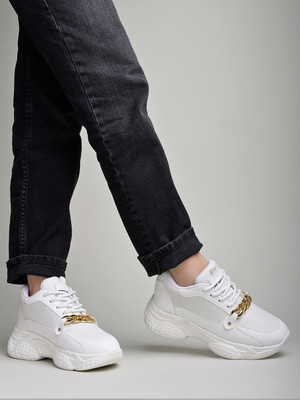 SHOETOPIA Chain Detailed White Sneakers For Women & Girls Sneakers For Women(White , 7)