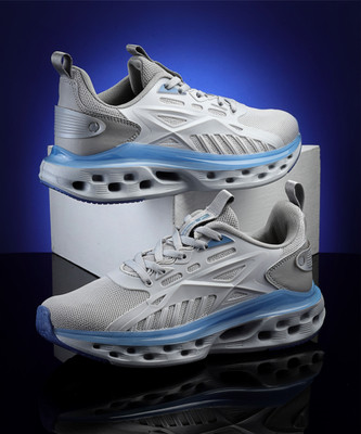 action Breathable Lightweight Cusioned Running Shoes For Men(Grey, Blue , 6)