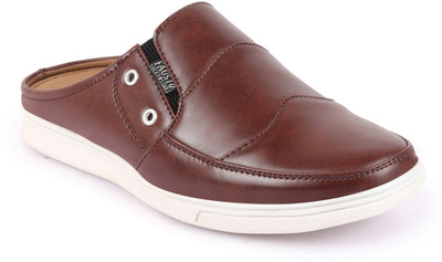 FAUSTO Classic Modern Outfit Design Lightweight Back Open Slip On Shoes Loafers For Men(Brown , 12)