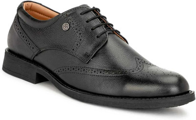 Hautton New Premium Formal Brougue Leather Derby Shoes For Men(Black , 9)
