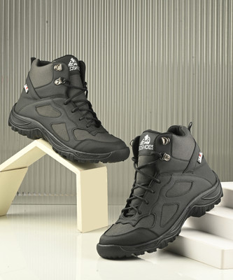 leo's Fitness shoes Leo Waterproof Non-Slip Lightweight Outdoor High Top Ankle Boots For Men Hiking & Trekking Shoes For Men(Grey, Black , 9)