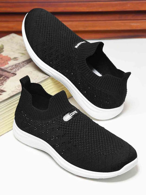 WELCOME Stylish & Comfortable Breathable Walking Casual Perfect for Outdoor Wear Slip On Sneakers For Women(Black , 7)