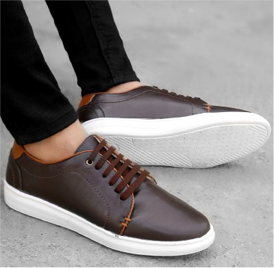 BXXY Men's New Fashionable Brown Casual Sneakers Lace Up Shoes Sneakers For Men(Brown)