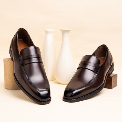 LOUIS STITCH Brown Formal Slipon Mocassin Shoes for Men (SXMC) - UK 11 Mocassin For Men(Brown , 11)