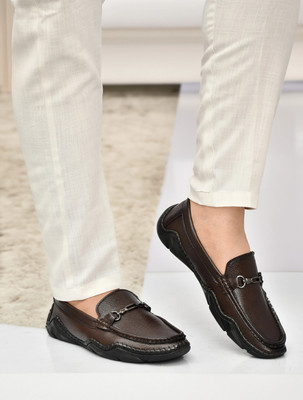 KILLER Killer Men’s Synthetic Leather Loafers | Hand-Stitched Slip-On with AirMix Sole Loafers For Men(Brown , 7)