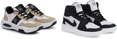 DARTKICK Versatile Casual Shoes for Men – Smart, Sleek & Comfortable Casuals For Men(Grey, White, Black , 8)