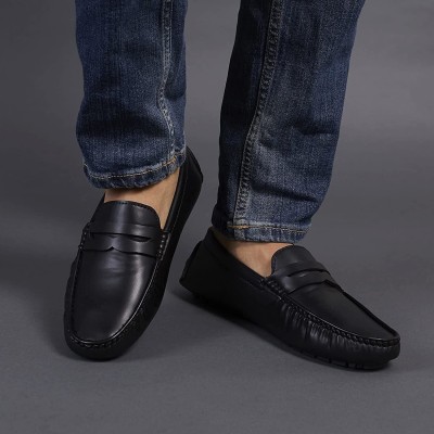 BIG FOX Strider-6 Penny Casual Loafers For Men(Black , 8)