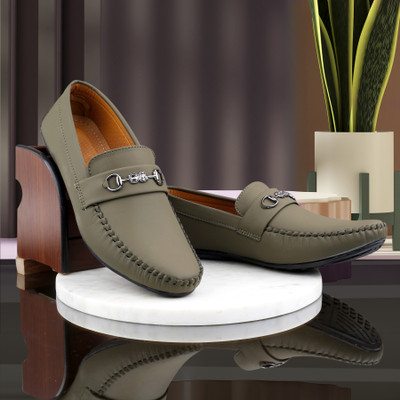 PROVOGUE Stylish & Partywear Casual Loafers For Men(Olive , 8)