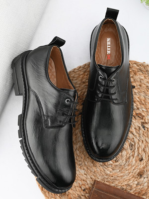 KILLER Black Formal Shoes For Men Lace Up For Men(Black , 8)