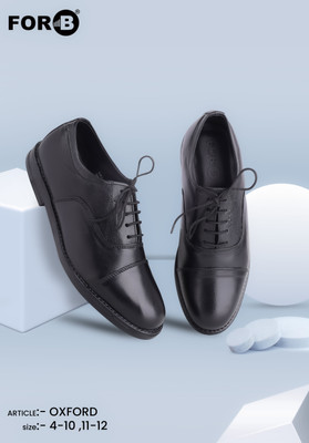 FOR-B FOR B Men's Genuine Leather Lace Up Police Uniform Dress Formal Shoes Party Wear Party Wear For Men(Black , 9)