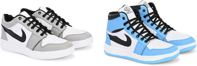 DARTKICK Versatile Casual Shoes for Men – Smart, Sleek & Comfortable Casuals For Men(Grey, White, Blue , 6)