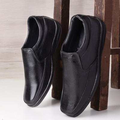 FOR-B FOR-B Genuine Leather Classic Slip On |Formal Shoes for Men for Office | PU Sole Mocassin For Men(Black , 8)