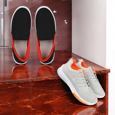Skystring Men’s Sports Shoes – Stylish & Lightweight for Active Wear Walking Shoes For Men(Red, Black, Grey , 9)