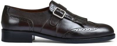 WEDNESDAY LIFESTYLE ISSAC | FORMALS | MONK| HANDMADE SHOES | CROCO | BLACK Loafers For Men(Brown , 8)