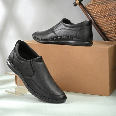 PROVOGUE Premium Synthetic Office Slip On For Men(Black , 6)