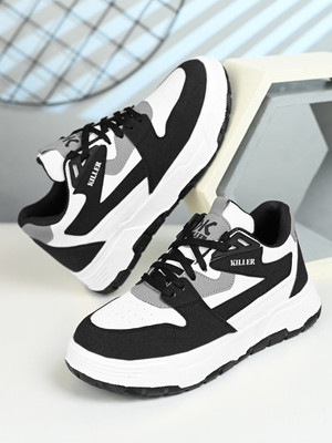 KILLER Men's Chunky Sneaker Casual Shoe With lightweight Sole Sneakers For Men(Black , 9)
