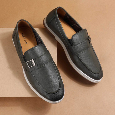 METRO Men's Green Slip On closure Casual - Slip On with Flat sole Slip On Sneakers For Men(Black , 6)