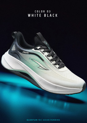 asian Quantum-13 Gym,Sports,Walking,Stylsih with Extra Comfort Running Shoes For Men(White, Black , 10)