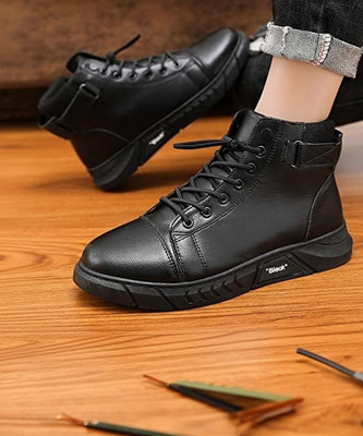 Nisho shoes Boots For Men(Black , 6)