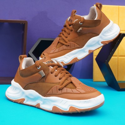 Kadak Collection Chunky & Fashionable Sneaker | Running Shoes with Rubber Outsole Sneakers For Men(Tan , 10)