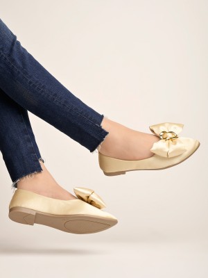 SHOETOPIA Girls Slip on Ballerinas(Gold, 10 Years)