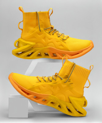 ATOM Alphabounce High Tops For Men(Yellow, Orange , 8)