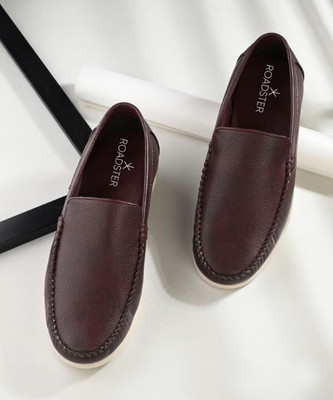 Roadster Men solid lightweight comfortable casual slip on loafers for daily use Loafers For Men(Maroon , 8)