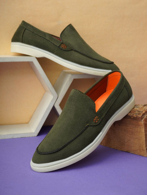 Biggie Exclusive Suede Loafers For Men(Green , 7)
