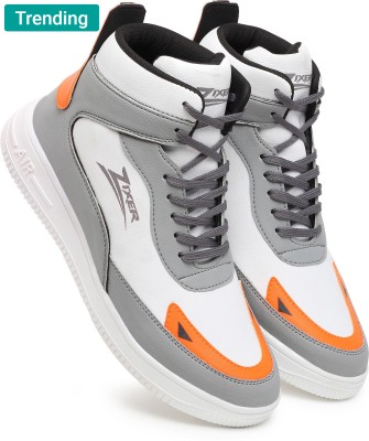 Zixer Men's Streetwear Pro Style High Top Platform Fashion/Casual Shoes for Men Sneakers For Men(Orange, Grey, White)