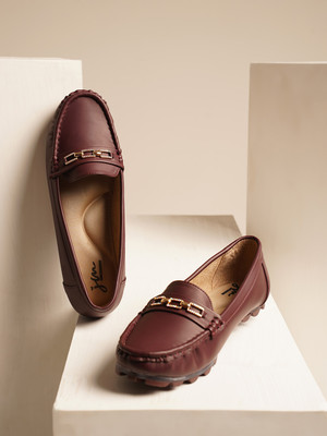 jm looks Loafers For Women(Maroon , 4)