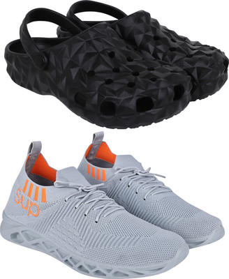 SHOELAMB Pack of 2 (Casual Shoe and Clogs) Clogs For Men(Grey , 6)