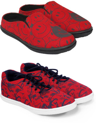 Kzaara Slip On Sneakers For Men(Red, Red , 10)