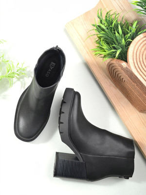 El Paso EPW8401 Lightweight Comfort Summer Trendy Premium Stylish Boots For Women(Black , 6)