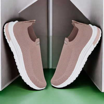 Free Kicks Comfi-Zone Soft Casual Slip On Sneakers For Women(Pink , 9)