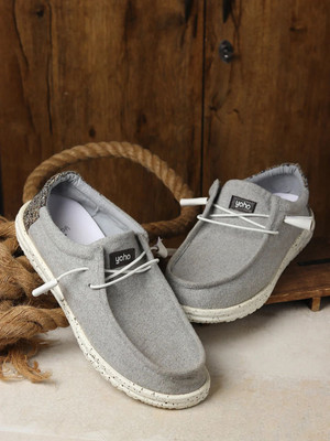 yoho Wafu|EVA Sole | Cushioned, Lightweight Shoe | Premium Fabric for Comfort & Style Loafers For Men(Grey , 8)