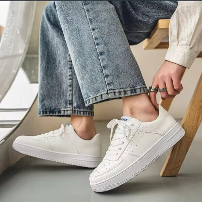 Nilatin New Design Casual Board Shoes Men's Versatile Fashion White Sneakers For Men(White , 6)