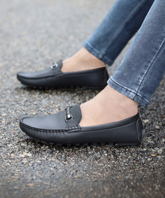 aadi Synthetic| Lightweight| Premiun| Comfort| Summer Tendy| Outdoor| Loafer Loafers For Men(Black , 7)