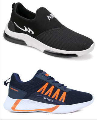 Free Kicks Combo Of 2 Shoes FK-Mexico & FK-394 Sneakers For Men(Blue, Orange , 10)