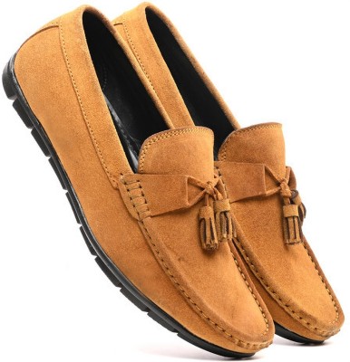 ITALIAN ELEGANZA ITALIAN ELEGANZA IE-1007 Original Suede Leather Loafers For Men(Tan , 8)