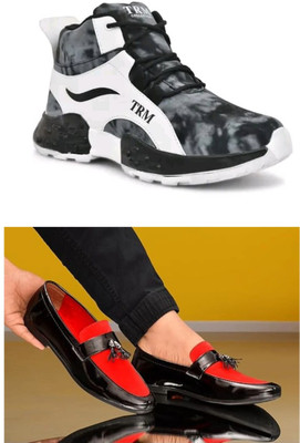 Zypso Stylish Footwear for Men Casuals For Men(Black, White, Red, Black , 6)