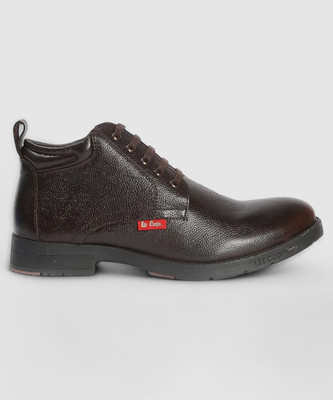 LEE COOPER Leather Ankle Boots| Lace-up & Soft Cushioned Insole for All-Day Comfort Boots For Men(Brown , 9)