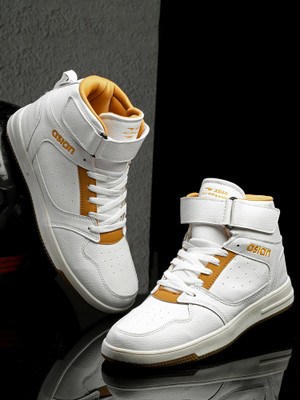 asian Mens High Top Casual Chunky Carnival-02 Sneakers For Men(Tan, White , 6)